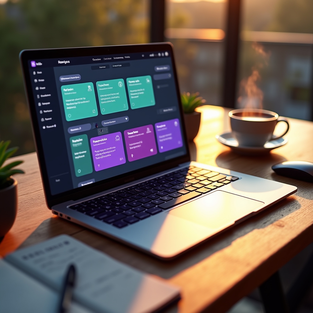 Digitális projektmenedzsment eszközök laptop képernyőn